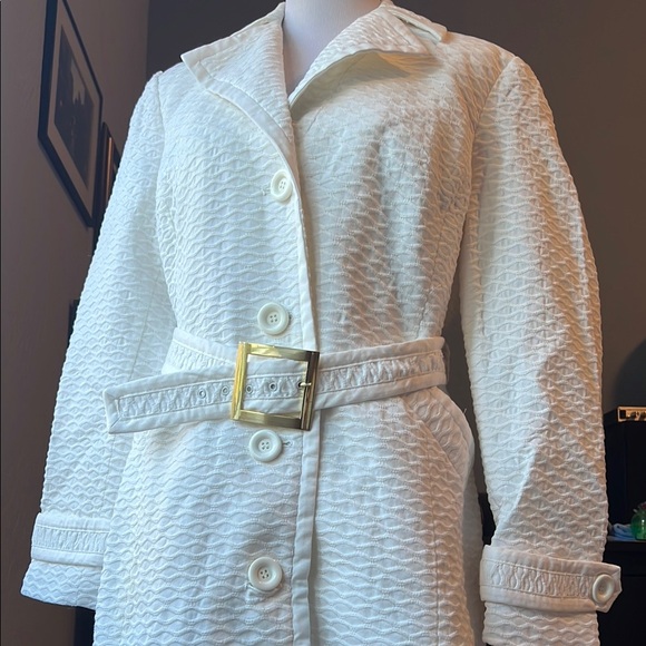 INC International Concepts Long White Textured Coat with Belt - Picture 7 of 8